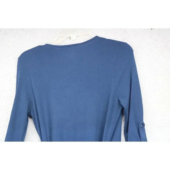 Modcloth Navy Blue Midi Wrap Dress-Size Small-Roll Tabbed 3/4 Sleeves - Picture 11 of 11